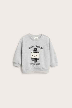 Kappahl | Sweatshirt med nallebjörn | Gråmelerad