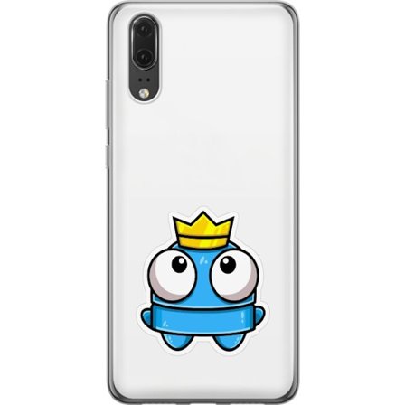 Kompatibel Mobilcover til Huawei Huawei P20 Blå tegnet figur med krone og store øjne i legende kongelig stil