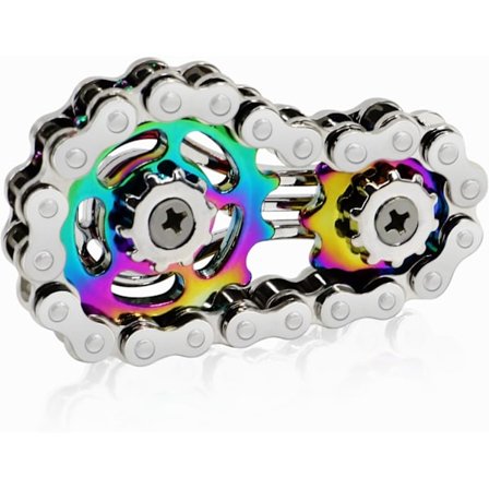 Sykkelkjedefidgetleke - 2-girs metallspinner - Angstlindring for voksne (Sølv+Farge)