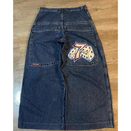 Jnco Y2k Baggy Jeans Män Vintage Broderade Jeans Hög Kvalitet Hip Hop Goth Streetwear Harajuku Män Kvinnor Casual Breda Ben Jeans. 2 XXL