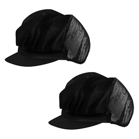 2 kpl kokin hattu musta säädettävä ruoanlaittolakki reunalla puoli verkkoa puoli kangasta catering H