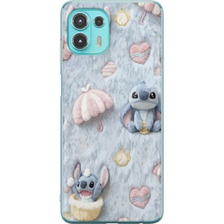 Kompatibelt Mobildeksel til Motorola Edge 20 Lite Broder mønster med hjerter, paraplyer og pastellfarget myk bakgrunn