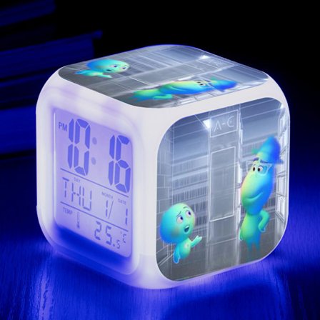 Wekity Anime Mind Adventure värikäs herätyskello LED-neliökello digitaalinen herätyskello ajalla, lämpötilalla, hälytyksellä, päivämäärällä