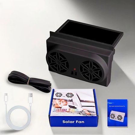 Bilrudeventilator Solcelledrevet - Kølende Bilventilator Køretøjsudsugningsventilator, Elektrisk Kølende Genopladelig Ventilator til Rejser Udendørs
