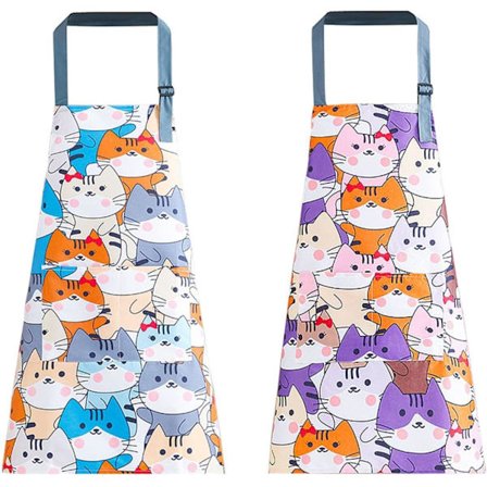Stykke Tegnefilm Katte Forklæder, Børne Køkken Forklæder, Anti-Beskidte Forklæder, Halsbåndsforklæder, Søde Trykte Forklæder, Madlavningsforklæder