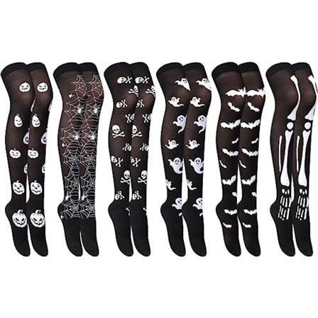 6 par Halloween-strømper Nyhed Halloween lår Lårstrømpe CDQ