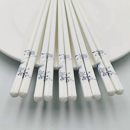 /EA/Återanvändbara ätpinnar 5 par keramiska ätpinnar diskmaskinssäkra blå ätpinnar 24,6 cm (blå stjärnor) blå stjärnor - blå stjärnor