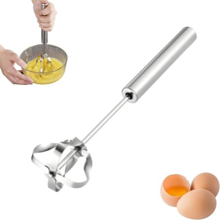 Halvautomatisk visp i rostfritt stål, bredare visphuvud, handdriven roterande visp, multifunktionell handdriven mixer, handvisp för matlagning i köket