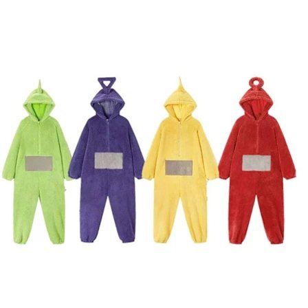 Teletubbies Onesie Pyjamas til voksne, tyk koralfleece, grøn L, kompatibel med Teletubbies grøn L