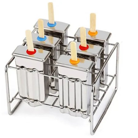 Reusable Wooden Sticks Included, Eco-Friendly Stainless Steel Popsicle Mold, BPA-Free and Easy to Clean, for Safe and Healthy Homemade Popsic...