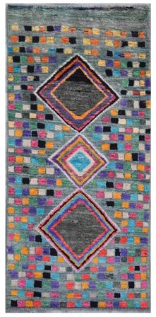 Hand Knotted Berber Colourful Rug 79X190 Black/Dark Grey