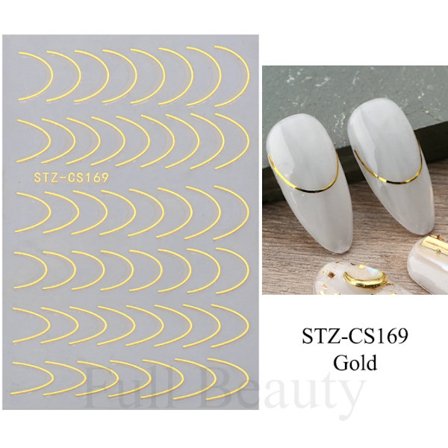 3 st/set 3D Enkla Linjer Nagelstickers Roséguld Metalliska Ränder Bokstäver Dekaler Kurva Gel Naglar Konst Sliders Polish Manikyr Dekor