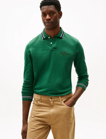 Tommy Hilfiger Ls Chest Embro Reg Polo - Green - S