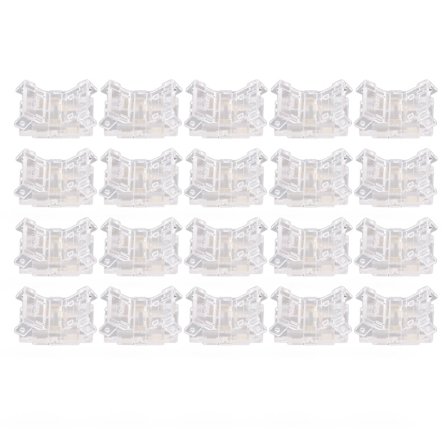 20 STK Transparent Loddefri 2-Pin LED Strip til Ledning Koblingsadapter