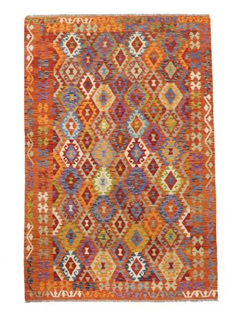 206X299 Alfombra Oriental Kilim Afghan Old Style Rojo Oscuro/Marrón (Lana, Afganistán)