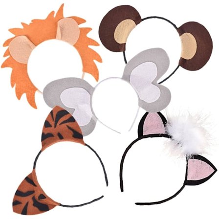 5 stk. Kostume Børn Hårbøjle Jungle Dyr Hårbøjlesæt