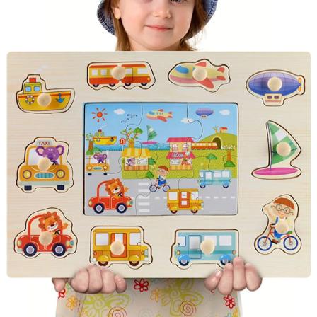 Montessori Træpuslespil Håndgreb Bræt Legetøj Tangram Puslespil Baby Uddannelsesmæssige Legetøj Tegneserie Køretøjer Dyr Frugt 3D Puslespil A3003