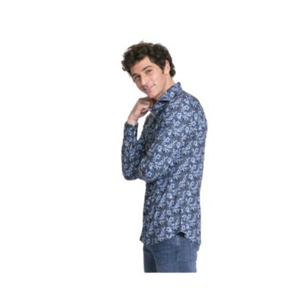 Desoto, Checked shirt with floral patterns Blauw, Heren, Maat:M