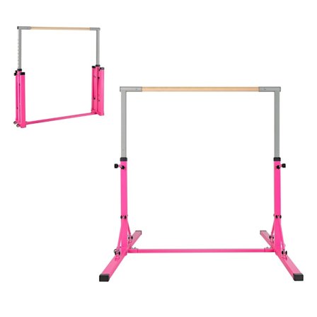 Kokoontaitettava voimistelutanko lapsille, säädettävä korkeus, vaaleanpunainen