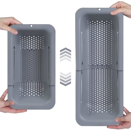 Grå kjøkkenvask sil - for å vaske grønnsaker og frukt, drenering