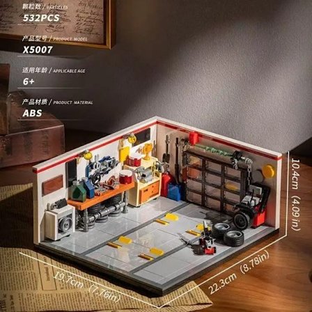 MOC City Speed Racing Sportbil reparationsgarage Byggklossar Konstruktion DIY Montering Tegelstenar Leksaker för barn Vuxna Pojkar Gåvor