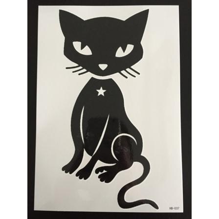 Tillfällig Tatuering 21 x 15cm - svart katt