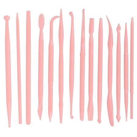 14 stk. Plast Modellering Verktøysett for Kake Skulpturering Preging Dekor Rosa