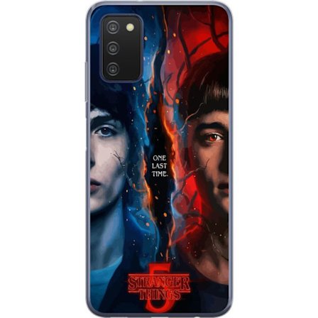 Kompatibel Mobilcover til Samsung Samsung Galaxy A03s Stranger Things inspireret plakat med to ansigter, ild og is, dramatisk science fiction- og myst