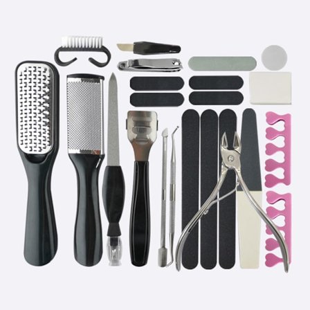 27 stk. fotpleieverktøysett svart hard hudfjerner-sett for menn og kvinner