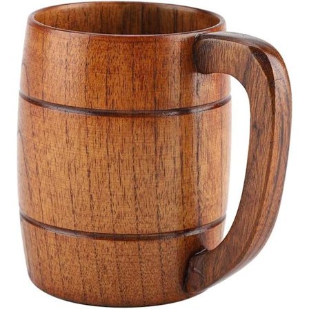Trämugg i trä, naturlig träölmugg kaffemugg, stor kapacitet
