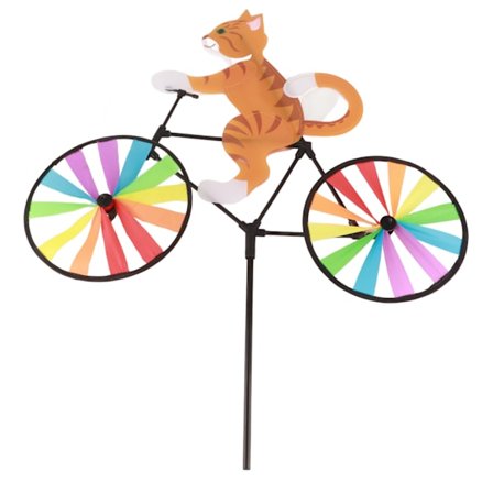 Gul Kat Vindmølle Cykel Spinner Dyr Have Ornament