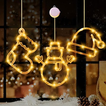 LED Sugpropp Fönsterlampa, 3 Delar Jul Sugpropp Lampor, Jul Fönsterlampor, Jul Fönsterdekoration, LED Jul Sugpropp
