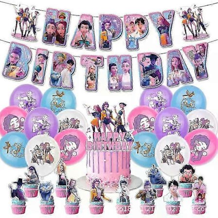 Kpop Demon Hunters -syntymäpäiväteemajuhlakoristeet, banneri, kakku, ilmapallot lapsille
