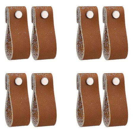 Lærlåsknotter 8 stk. lær kommodeknotter håndlagde ekte skinnhåndtak for skapdører