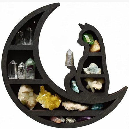 Cat on The Moon Crystal Wood Hylla Display Hylla