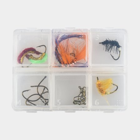 Appâts pour pêche sur glace iFish Omble chevalier & Truite arc-en-ciel, boîte avec crevettes pour pêche sur glace, snappers & hameçons à asticots