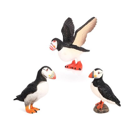 3 stk. Realistisk lundefuglfigursett, PVC arktiske sjøfuglmodeller, naturtro sjøfugler for barn, dyrelivsfigurer for lek og dekorasjoner, pedagogisk 