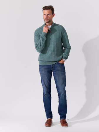 MATCH - Coast zip genser - Redford - Str. M - Herre - Gensere & Cardigans - Grønn - 100% bomull