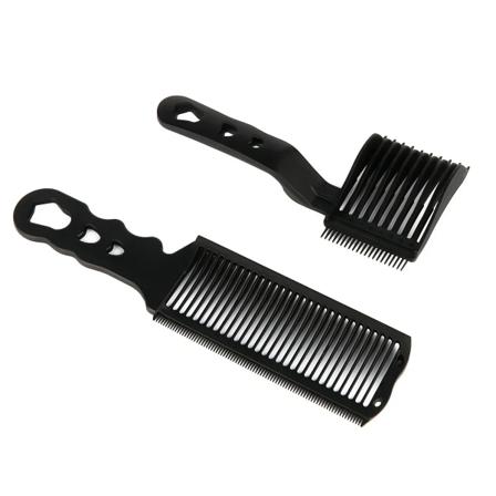 2 Styk Kit Opgradering Barber Flad Top Hår Klip Kamme Mænd's Arc Design Buet Positionering Hår klipper Kamme Salon Frisør Værktøj