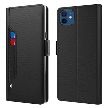 Snyggt iPhone 12 / iPhone 12 Pro fodral med sminkspegel - Svart