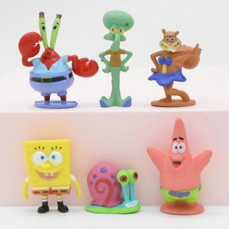 6 stk. tegnede SpongeBob Firkant statue actionfigur akvarium hjem indretning ornament model legetøj gave