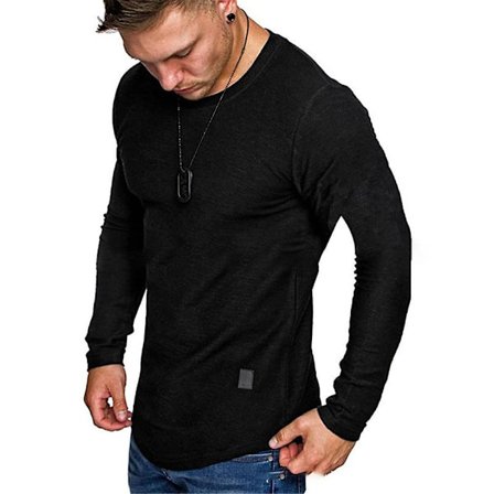 Herrar Toppar Solid Crew Neck Långärmad T-shirt Sport Toppar