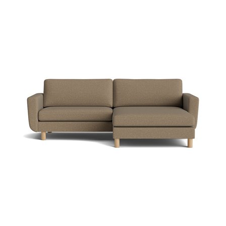 Vendbar Chaiselong Sofa - Aurora Mørk Beige - Bred Sofa med Koldskum og Massive Ege Ben - 245x150x86cm - Perfekt til afslapning og hygge