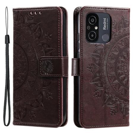 SKALO Xiaomi Redmi 12C 4G Mandala Plånboksfodral - Brun Brun