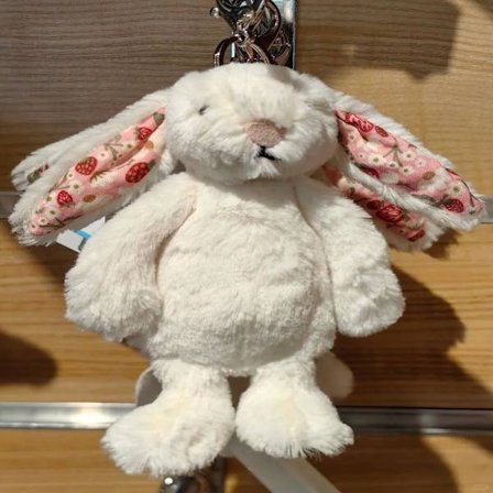 Jellycat mjukdjur, mjukt och bekvämt, för barn, Alla hjärtans dag-presenter, samlarobjekt, vit blommig tygkanin nyckelring (långa ben).