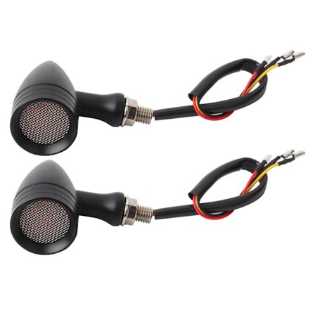 Universal Motorcykel Retro Bullet Galler LED Blinkers Bromsljus Metallskal Blinkers Svart Skal Gul Lins