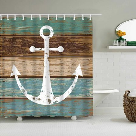 1 st rustik nautisk polyster duschdraperi badrumsdekor, 180 cm