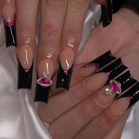 24st/kartong Rhinestone kista False Nails Wearable 09