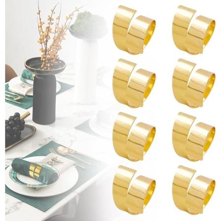 8 stk metallserviettringer gull serviettholder serviettring serviet bu