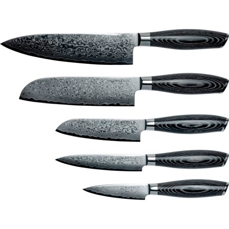 Mareld Akio Knivsæt, 5 knive, sort - Sort, stål | KitchenOne